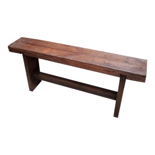 Vintage Moroccan Handmade Wooden Bench For Sale