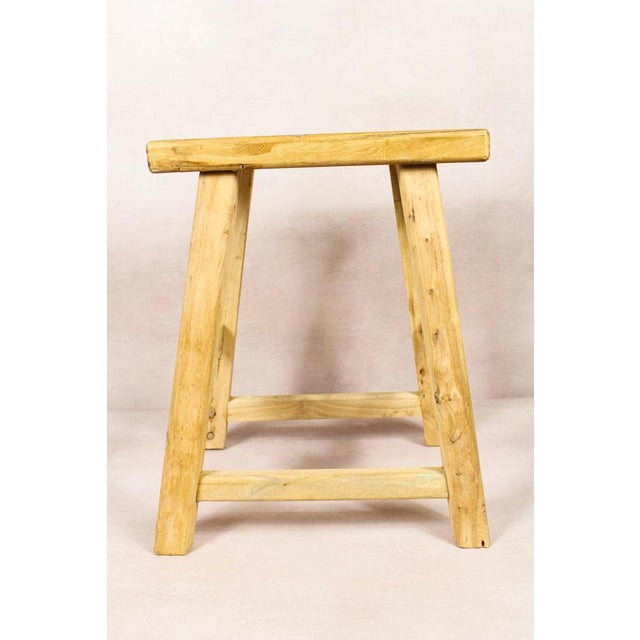 Vintage Rustic Stool in Elm For Sale - Image 5 of 5