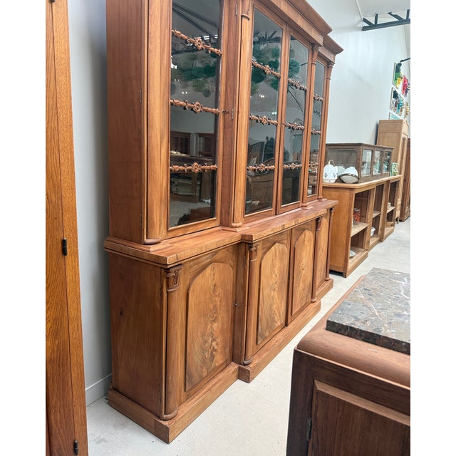 Large English Bookcase in Walnut and Mahogany For Sale - Image 10 of 18