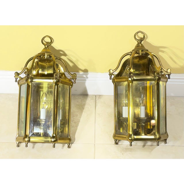 Vintage Solid Brass Wall Sconces / Hall Lanterns by Lamp Art-Italy - a Pair For Sale - Image 16 of 18