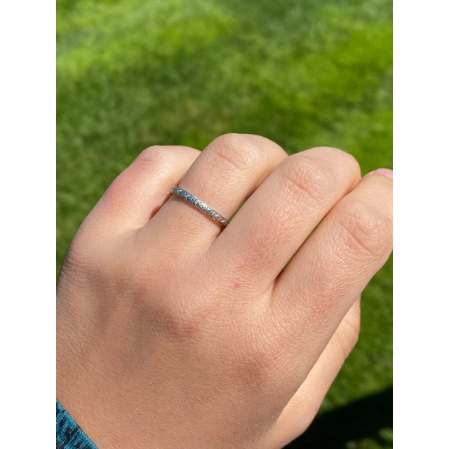 Metal The Camargo: Antique Ladies Signed 18K Eternity Wedding Band For Sale - Image 7 of 7