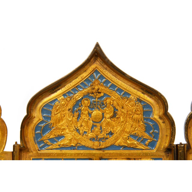 Fine Russian Old Believers Tetraptych Copper Icon With 20 Devotional Panels For Sale - Image 6 of 16
