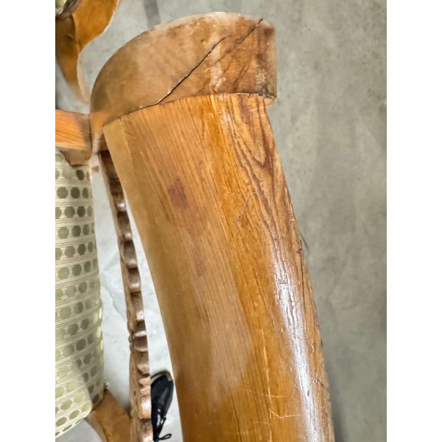 Green Antique Carved Wood Polka Dot Seat Armchairs - A Pair For Sale - Image 8 of 18