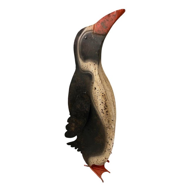 2000 - 2009 Mid-Century Style Distressed Sheet Metal Penguin Garden Statues - 2 Pieces For Sale - Image 5 of 12