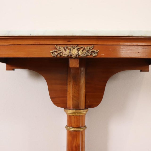 Tan Antique Console Table in Cherrywood with Marble Top, Early 19th Century For Sale - Image 8 of 12