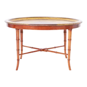 Chinoiserie Papier-Mâché Tray and Faux Bamboo Stand