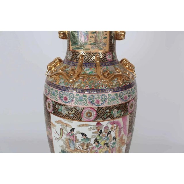 Large Vintage Chinese Canton Vase For Sale - Image 4 of 13