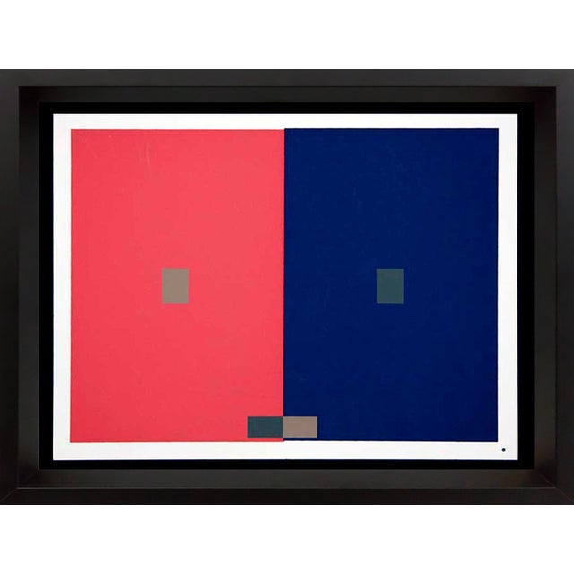 Modern Josef Albers Original Silkscreen 1963 [VII-4b] Red/Blue W/Custom Frame For Sale