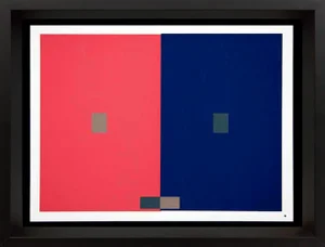 Modern Josef Albers Original Silkscreen 1963 [VII-4b] Red/Blue W/Custom Frame
