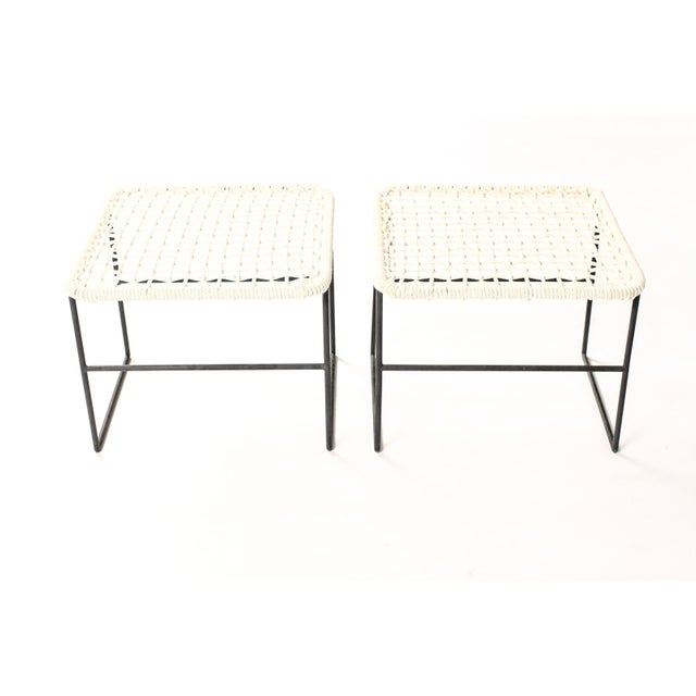 Mid-Century Modern 1990s Mid Century Bronze Patio Ottomans / Side Tables – Kurt Voss Metals, Attributed For Sale - Image 3 of 5