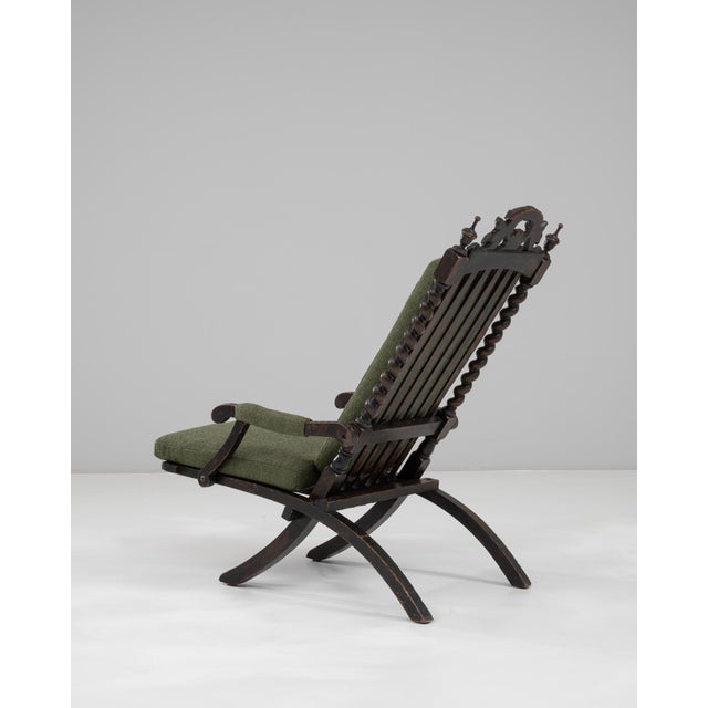 French 1900s French Wooden Folding Armchair with Upholstered Cushions For Sale - Image 3 of 18