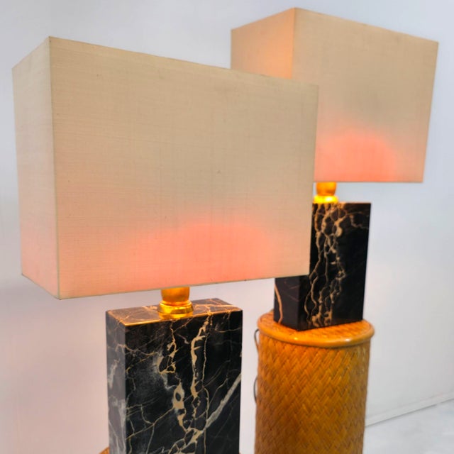 Mid-Century Hollywood Regency Marble Table Lights, 1960s, Set of 2, in Good conditions. Designed 1960 to 1969 European...