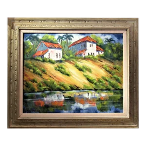 Clifford Holmes, Landscape with Houses and Pond, California