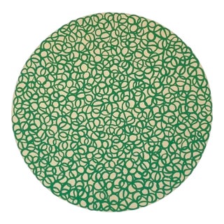 Circle Swirls With Green Acrylic Painting For Sale