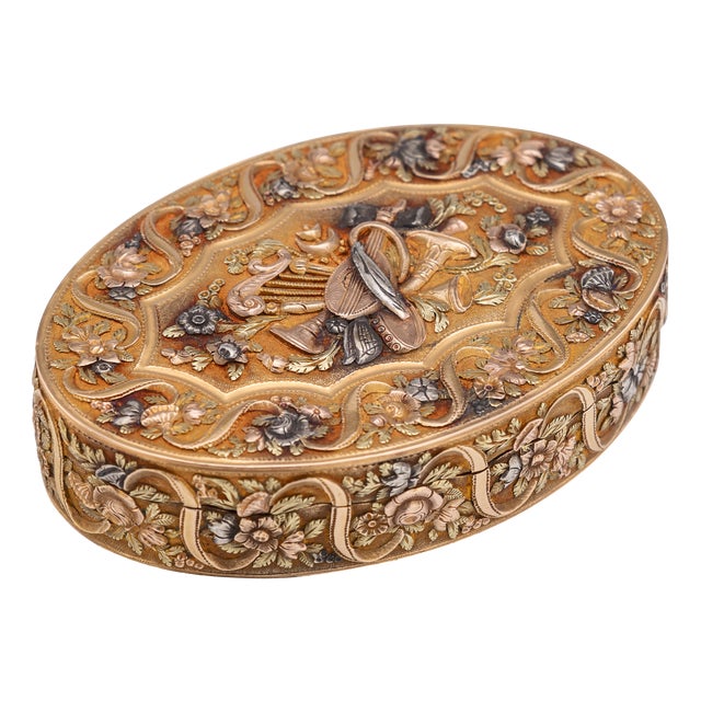 Antique Continental 3-Colour Gold Snuff Box, 1800s For Sale