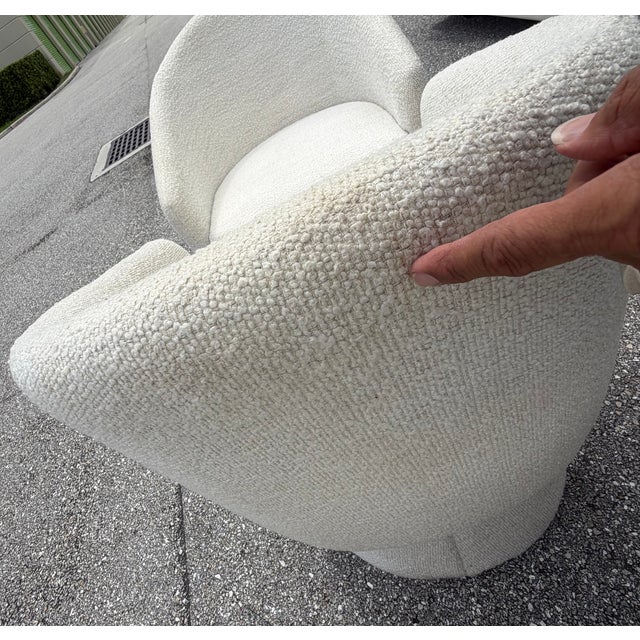 Cream Set of 4 Lievo Noah Cream Boucle' Mid-Century Modern Armchairs For Sale - Image 8 of 10