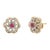 Contemporary 14 Karat Yellow Gold Floral Ruby and Diamond Earrings, A Pair For Sale - Image 3 of 7