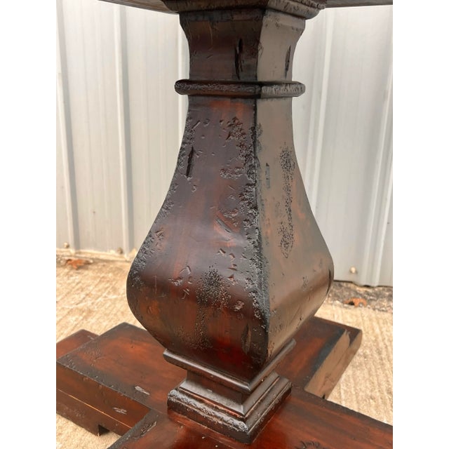 Rustic Mahogany Pedestal Foyer Center Table For Sale - Image 12 of 12