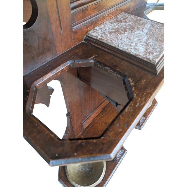 Late 19th-Century Victorian Eastlake Carved Walnut & Marble Hall Tree For Sale - Image 10 of 18