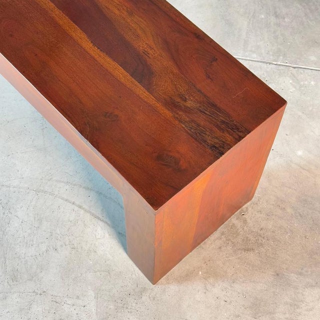 Minimalist Sculptural Walnut Bench, Italy 1970s For Sale - Image 15 of 18
