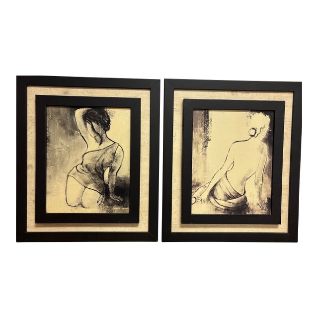 Pair Vintage Oil Paintings Portrait Lanie Loreth For Sale