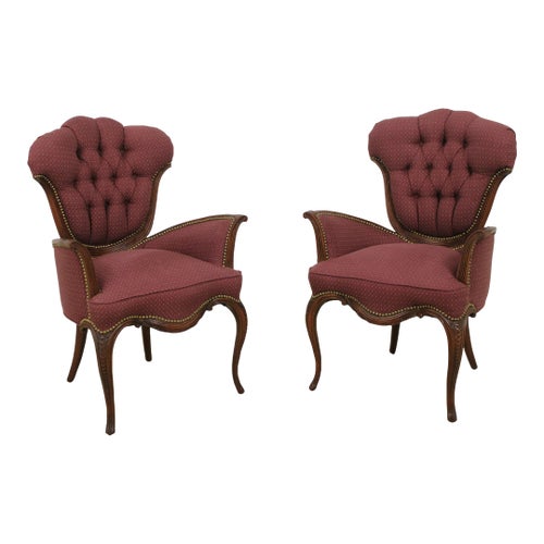 Pair Vintage 1950s French Style Living Room Chairs