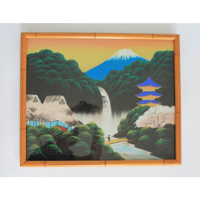 Vintage Hand-Painted Japanese Landscape Artworks on Silk S/3 For Sale - Image 4 of 8