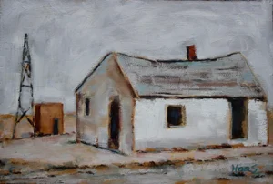 American Southwest Desert Scene Old Farmhouse Oil Landscape