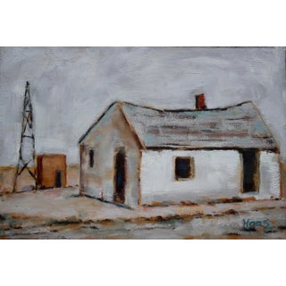 Quiet Places & Journeys — Dilapidated Desert House (Original Oil Painting) For Sale