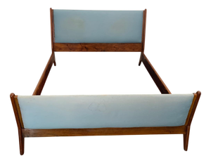 Vintage Bed with Padded Headboard and Footboard, 1950s