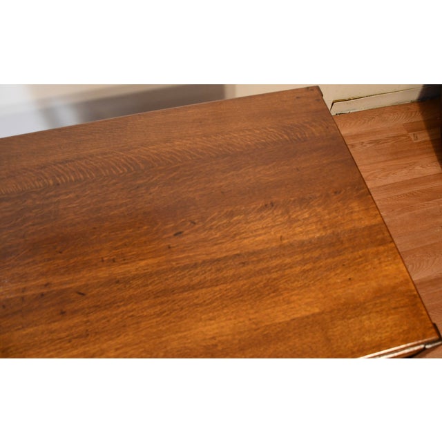1900 - 1909 1900s Antique Mission Arts & Crafts Solid Tiger Oak Office Desk / Writing Desk For Sale - Image 5 of 16