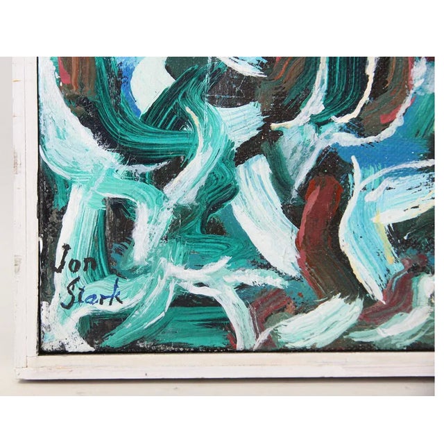 Mid-Century Modern Abstract Expressionist Lyrical Oil Painting on Canvas, Framed, Signed Jon Stark, 1988-1992 For Sale - Image 3 of 8