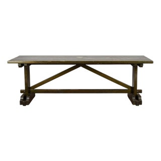 Long 20th Century Fir Table in Painted Green For Sale