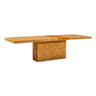 Milo Baughman for Thayer Coggin Mid Century Burlwood Expanding Dining Table With 2 Leaves For Sale