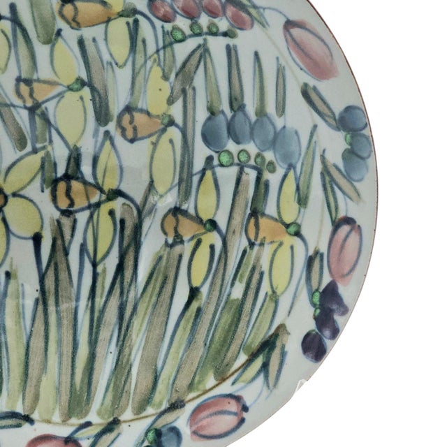 Large Hand Painted Floral Studio Pottery Porcelain Centerpiece Bowl 11" For Sale - Image 10 of 16