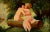 Charming figurative landscape of Wood Fairies kissing in a forest by Carl F. Ruhnau (German, c.1876-1940). Signed “C....