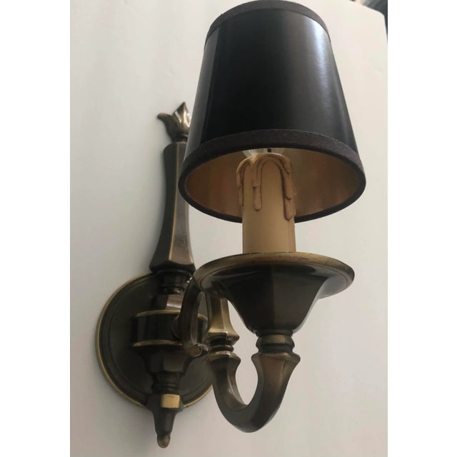 Federal Style Single Brass Sconce with Shade For Sale - Image 4 of 8