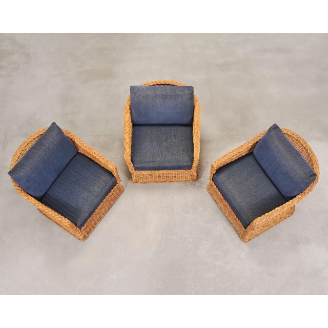 Bielecky Brothers Set of Three Bielecky Brothers Rattan and Wicker Lounge Chairs For Sale - Image 4 of 18