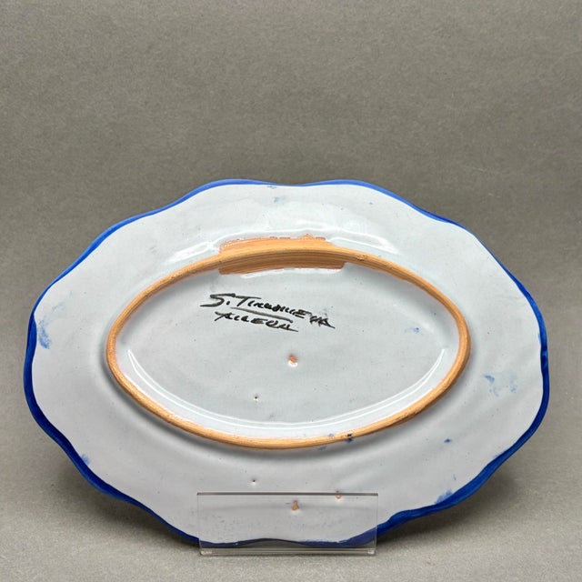Vintage Mid Century Spanish Talavera Hand Painted Stag Ceramic Plate Signed S. Timoneda For Sale - Image 9 of 10