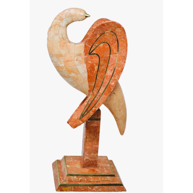 1980s 1980s Maitland-Smith Style Tessellated Stone Brass Perched Bird For Sale - Image 5 of 10