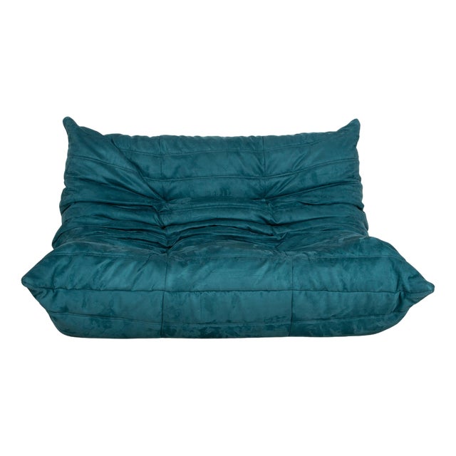 Blue Fabric Togo 2-Seater Sofa by Michel Ducaroy for Ligne Roset For Sale