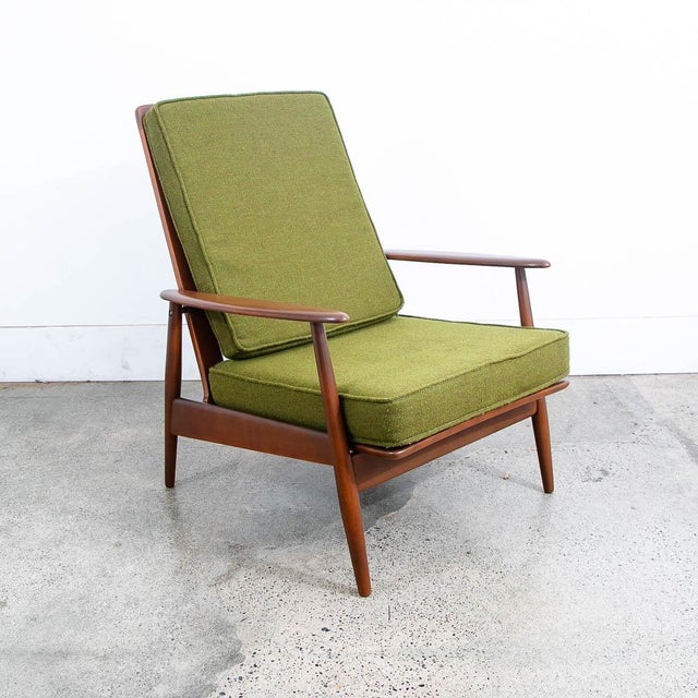 1960s 1960s Mid Century Danish Modern Lounge Chair Armchair Green Arms MCM Denmark Highback For Sale - Image 5 of 12