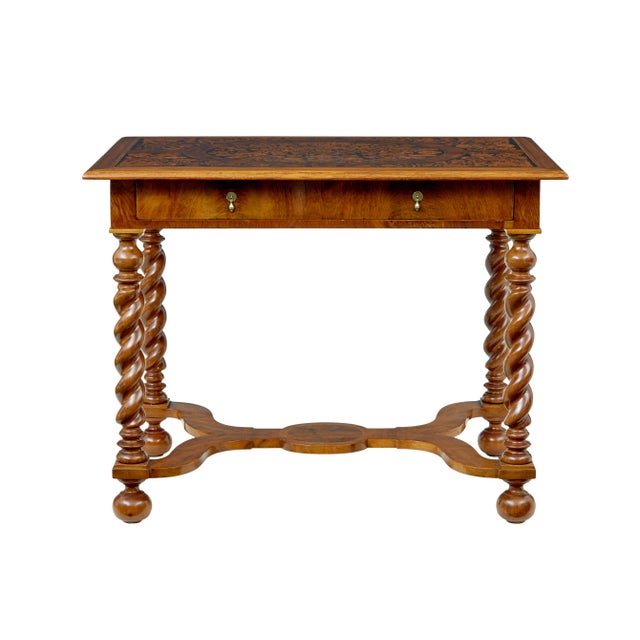 Antique Hand Carved Walnut Marquetry Table, 1865 For Sale - Image 4 of 11