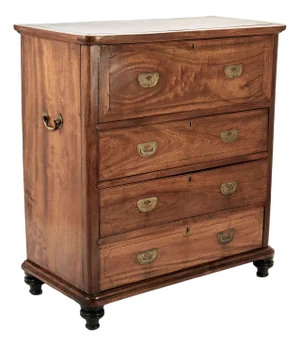 Antique English Campaign Chest With Pullout Desk