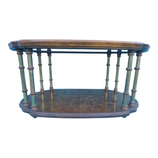 1984 Drexel Heritage Rolling Burl Cocktail Table For Sale