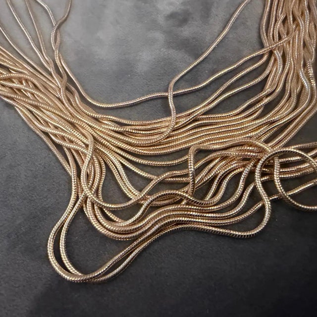 2010s High Quality Costume Jewelry Gilt Metal Italian Multi-Strand Necklace For Sale - Image 14 of 17