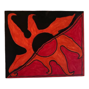 Painting of an Abstract “Sun” on Cardboard, Unframed, 7.75” X 9.25”