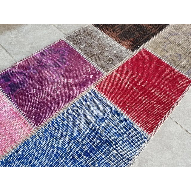 Turkish Mid 20th Century Bohemian Handknotted Wool RunnerBohemian Handknotted WooL Runner For Sale - Image 3 of 10