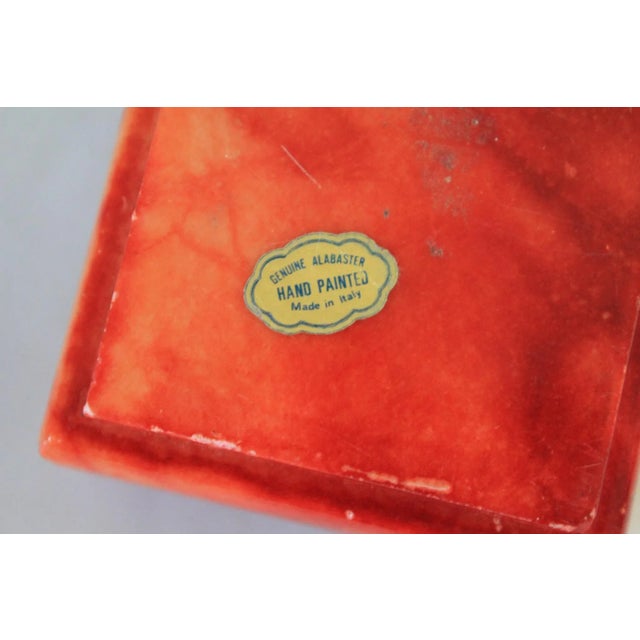 Italian Hand Painted Coral Alabaster Trinket Box For Sale - Image 9 of 10