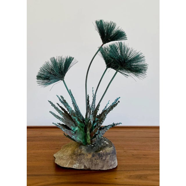Metal Brutalist Mid-Century Copper Flower Desk Sculpture For Sale - Image 7 of 9